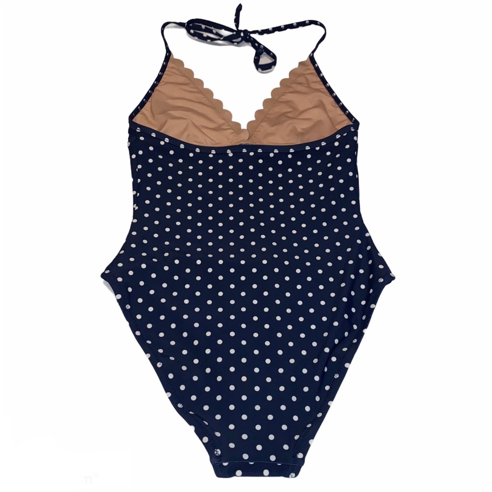 J. Crew Blue & White Polka Dot Scallop Swimsuit - Picture 2 of 10